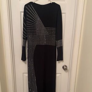 Elegant Black Dress with Silver Accents